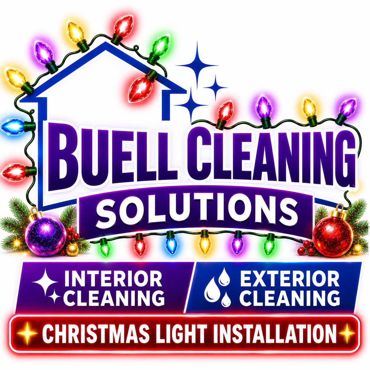 Buell Cleaning Solutions Christmas light installation logo